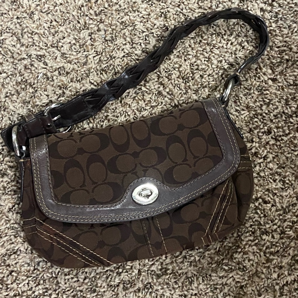 Coach handbag braided leather strap